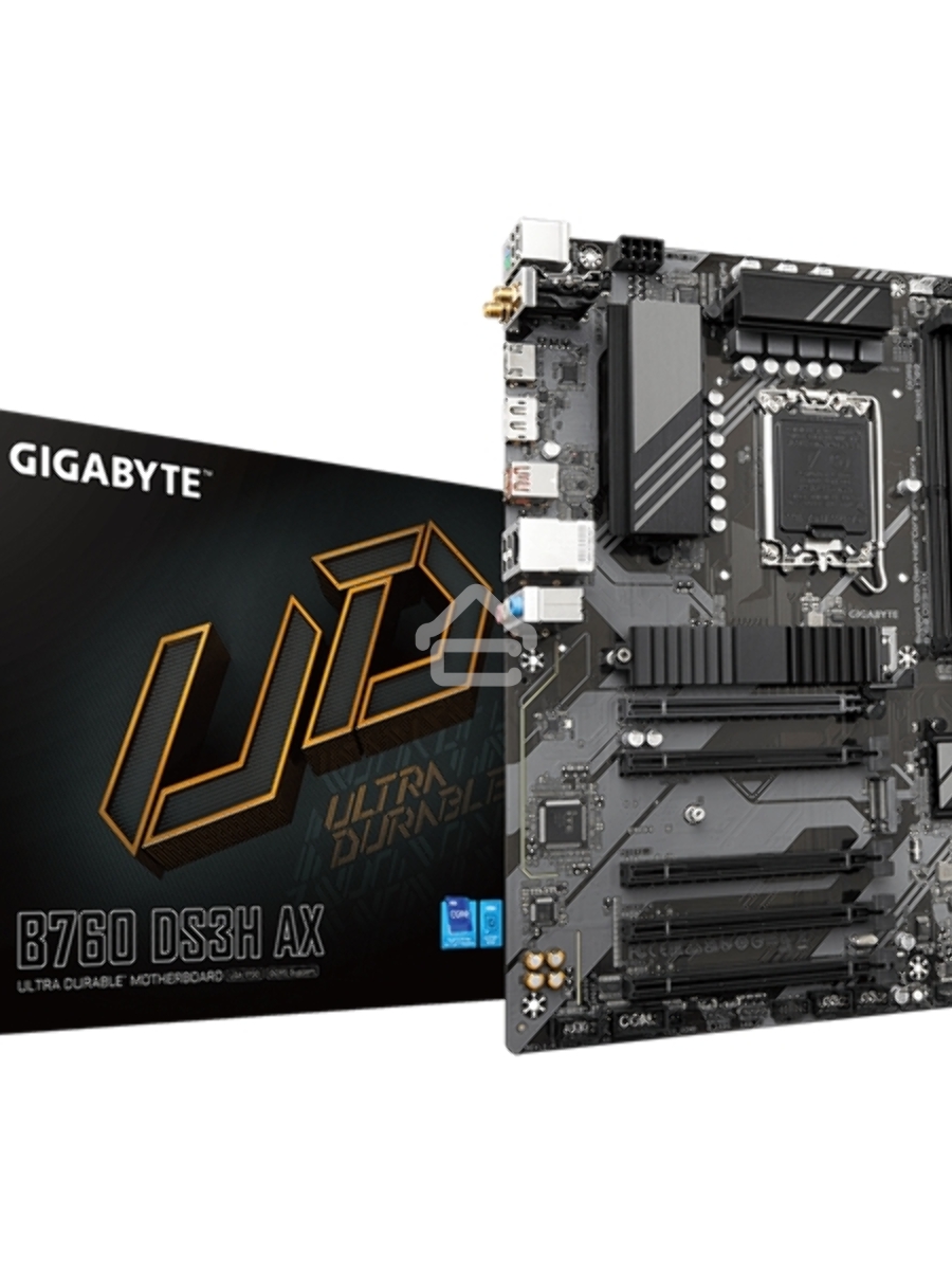 Материнская плата Gigabyte B760 DS3H AX, LGA 1700, Intel B760, 4xDDR5, 4xSATA, 2xM.2, 1xPCI-E 4.0 x16, 4xPCI-E 3.0 x1, 1xHDMI, 1xDP, 1x 1Gb LAN, 4xUSB-A 2.0, 1xUSB-A 3.2 Gen 2, 1xUSB-C 3.2 Gen 2, 3x3.5 мм, 7.1, ATX