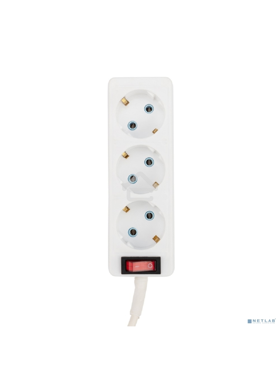 Удлинитель PROconnect 3 гнезда, 3 м, 3х0.75 мм², с/з, с кнопкой, белый