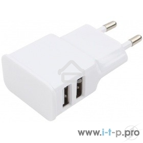 Адаптер питания Cablexpert MP3A-PC-11 100/220V - 5V USB 2 порта, 2.1A, белый