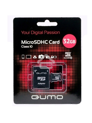 Флэш карта QUMO QM32GMICSDHC10U1 32Gb MicroSDHC Class 10 UHS-I, SD adapter