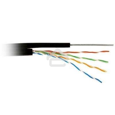 Кабель витая пара Rexant U/UTP cat.5e 4х2х24AWG solid CU PE Outdoor трос черный (м)