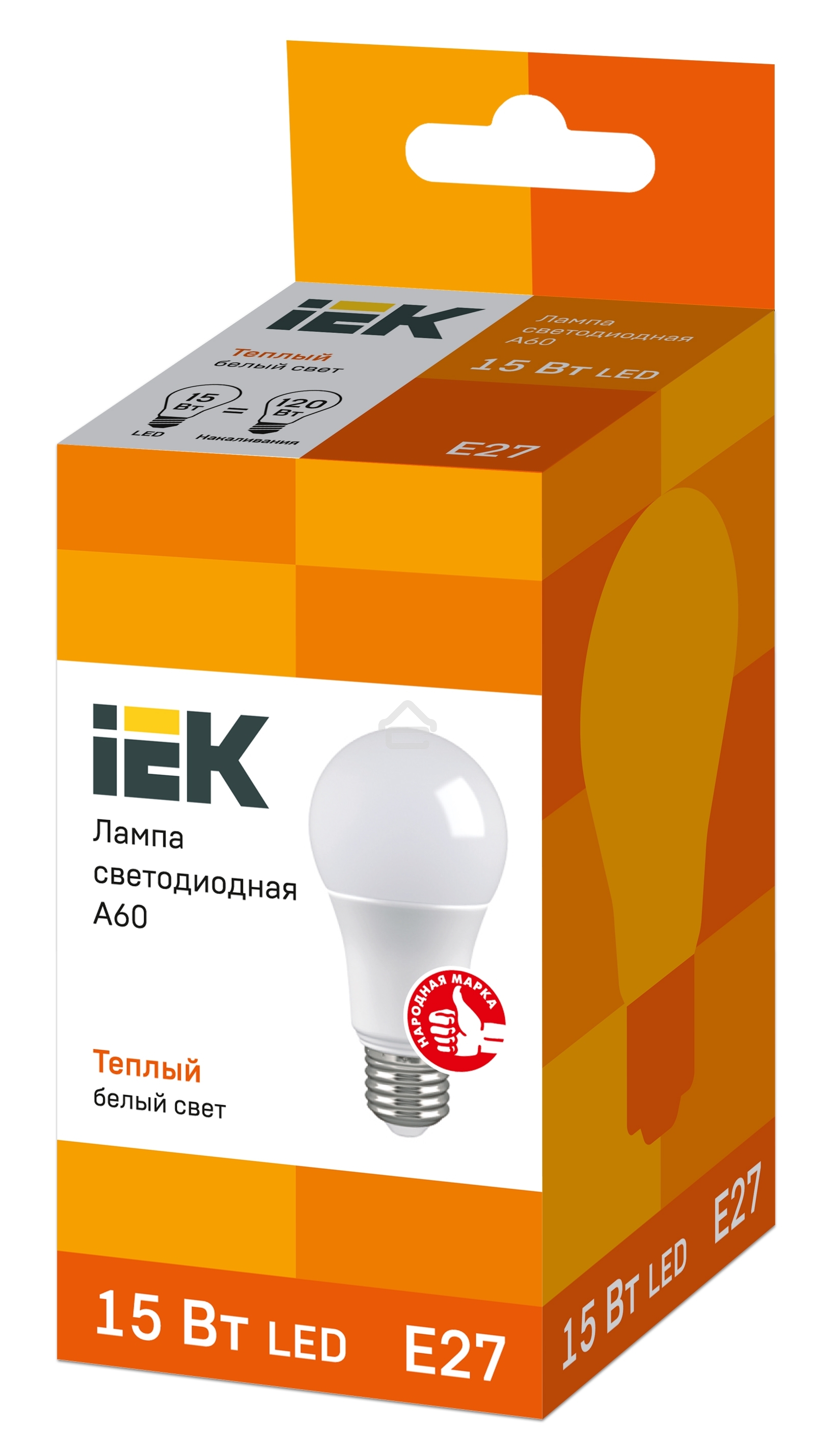 Лампа Iek LLE-A60-15-230-30-E27 светодиодная ECO A60 шар 15Вт 230В 3000К E27 IEK