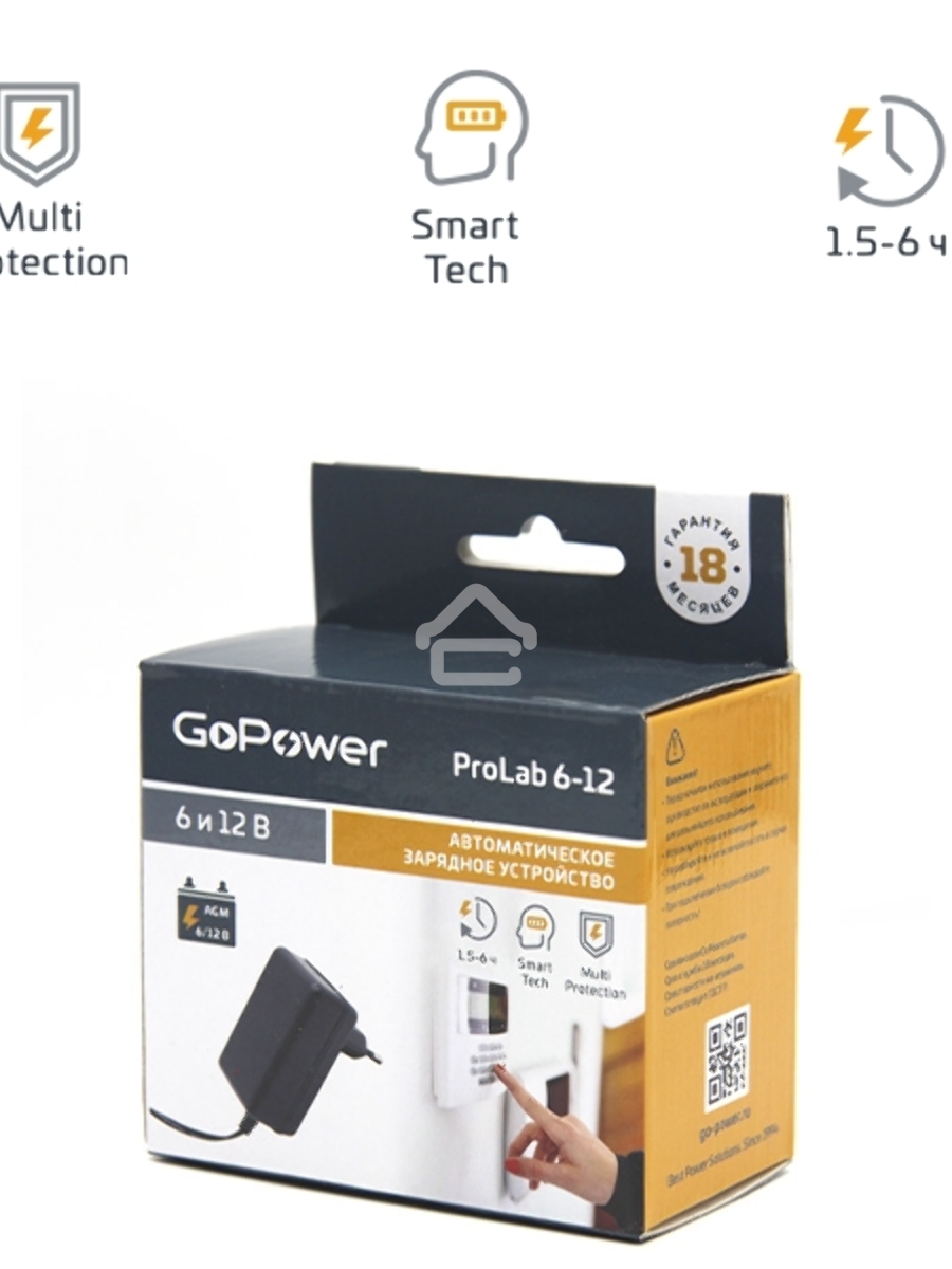 З/У для свинцово-кислотных аккумуляторов 6 и 12V GoPower ProLab 6-12 1.0A (1/100)