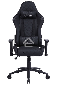 Кресло игровое Cactus CS-CHR-030BL черный, сиденье черный, эко.кожа, с подголов. крестовина металл, пластик черный