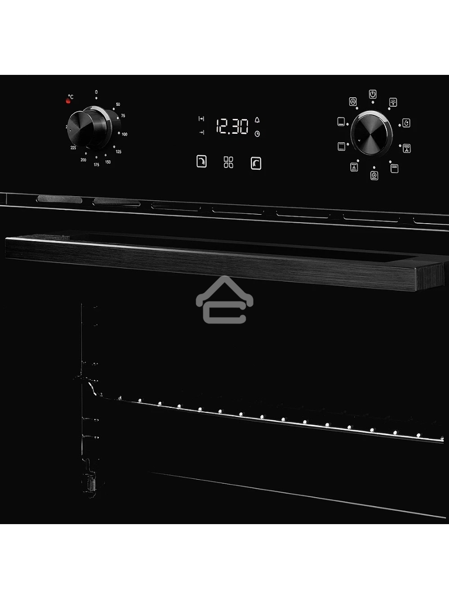 Встраиваемый электрический духовой шкаф MONSHER MOE 6092 Noir, 9 режимов: Традиционный нагрев, Макси-Гриль, Макси-Гриль с конвекцией, Нижний нагрев, Разморозка, Традиционный нагрев с конвекцией, Режим подсветка, Конвекция, Режим пицца, утапливаемые поворо