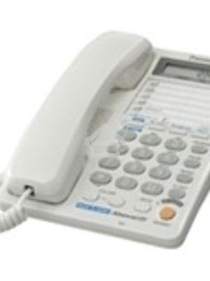 Телефон проводной Panasonic KX-TS2368RUW белый {2 линии, конференц-связь, спикер., 30 номеров памяти, ЖКД, Flash, часы }