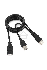 Кабель удлинитель USB 2.0 2xAM/AF 1.8м Gembird PRO, позол.конт., черный, пакет  CCP-USB22-AMAF-6
