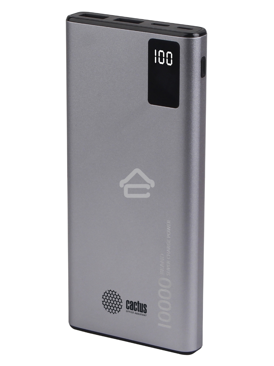 Мобильный аккумулятор Cactus CS-PBFSLT-10000 10000mAh 3A 2xUSB серый