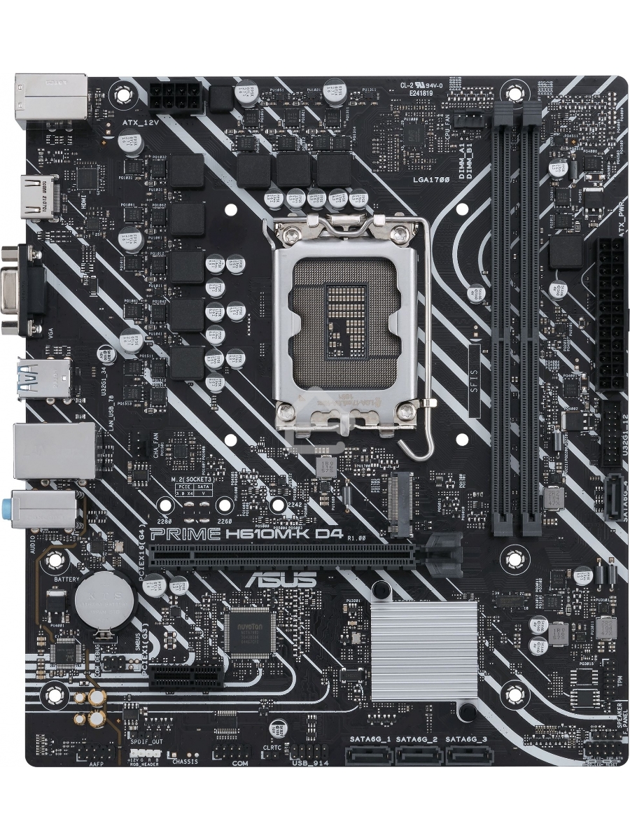 Материнская плата ASUS PRIME B660-PLUS D4, Socket LGA 1700, Intel B660, 4xDDR4, 4xSATA, 3xM.2, 1xPCIe 4.0 x16, 1xPCIe 3.0 x4, 1xHDMI, 1xDP, 1xVGA, 1x 1Gb LAN, 1xUSB-C 3.2 Gen 2x2, 2xUSB-A 3.2 Gen 2, 1xUSB-A 3.2 Gen 1, 2xUSB-A 2.0, 7.1, ATX