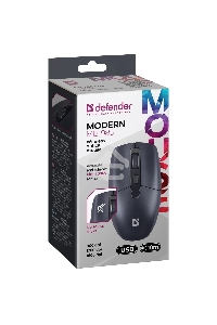 Мышь беспроводная Defender Modern MB-985 черный, 1600 dpi, радиоканал, USB, кнопки - 4