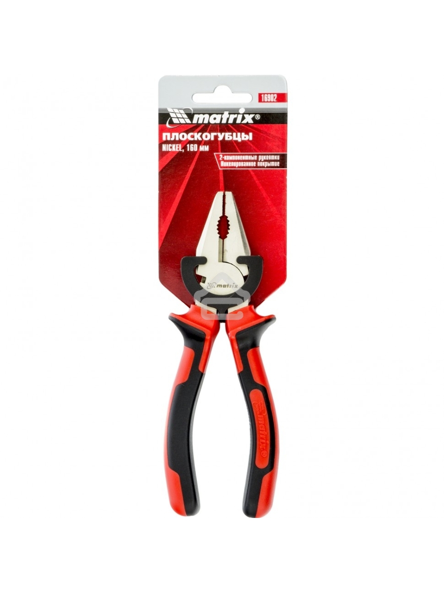 Плоскогубцы MATRIX NICKEL, 160 мм, никелированные, двухкомпонентные рукоятки 16902
