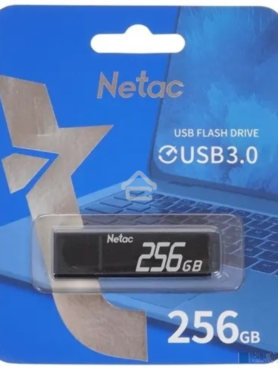 Флеш диск Netac U351, NT03U351N-256G-30BK, 256Gb, USB3.0, с колпачком, металлическая чёрная