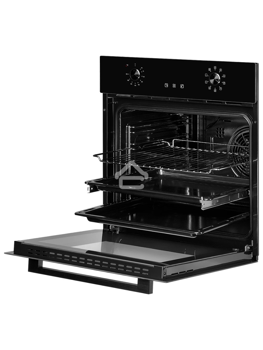 Встраиваемый электрический духовой шкаф MONSHER MOE 6092 Noir, 9 режимов: Традиционный нагрев, Макси-Гриль, Макси-Гриль с конвекцией, Нижний нагрев, Разморозка, Традиционный нагрев с конвекцией, Режим подсветка, Конвекция, Режим пицца, утапливаемые поворо