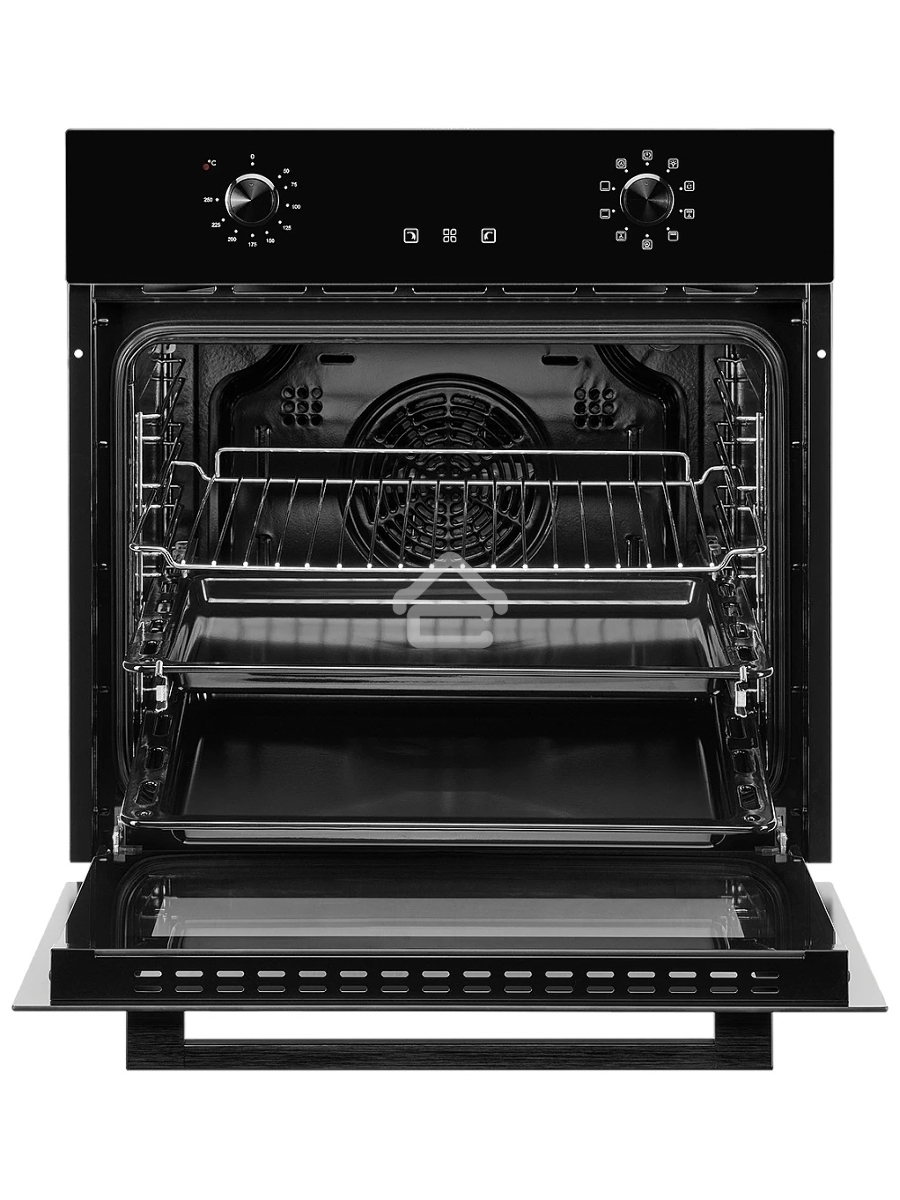 Встраиваемый электрический духовой шкаф MONSHER MOE 6092 Noir, 9 режимов: Традиционный нагрев, Макси-Гриль, Макси-Гриль с конвекцией, Нижний нагрев, Разморозка, Традиционный нагрев с конвекцией, Режим подсветка, Конвекция, Режим пицца, утапливаемые поворо
