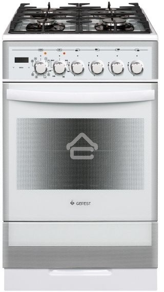 Плита комбинированная Gefest ПГЭ 5502-03 0042 белый, конфорок 4 газовых, духовка 55 л, 50 см x 85 см x 58.5 см