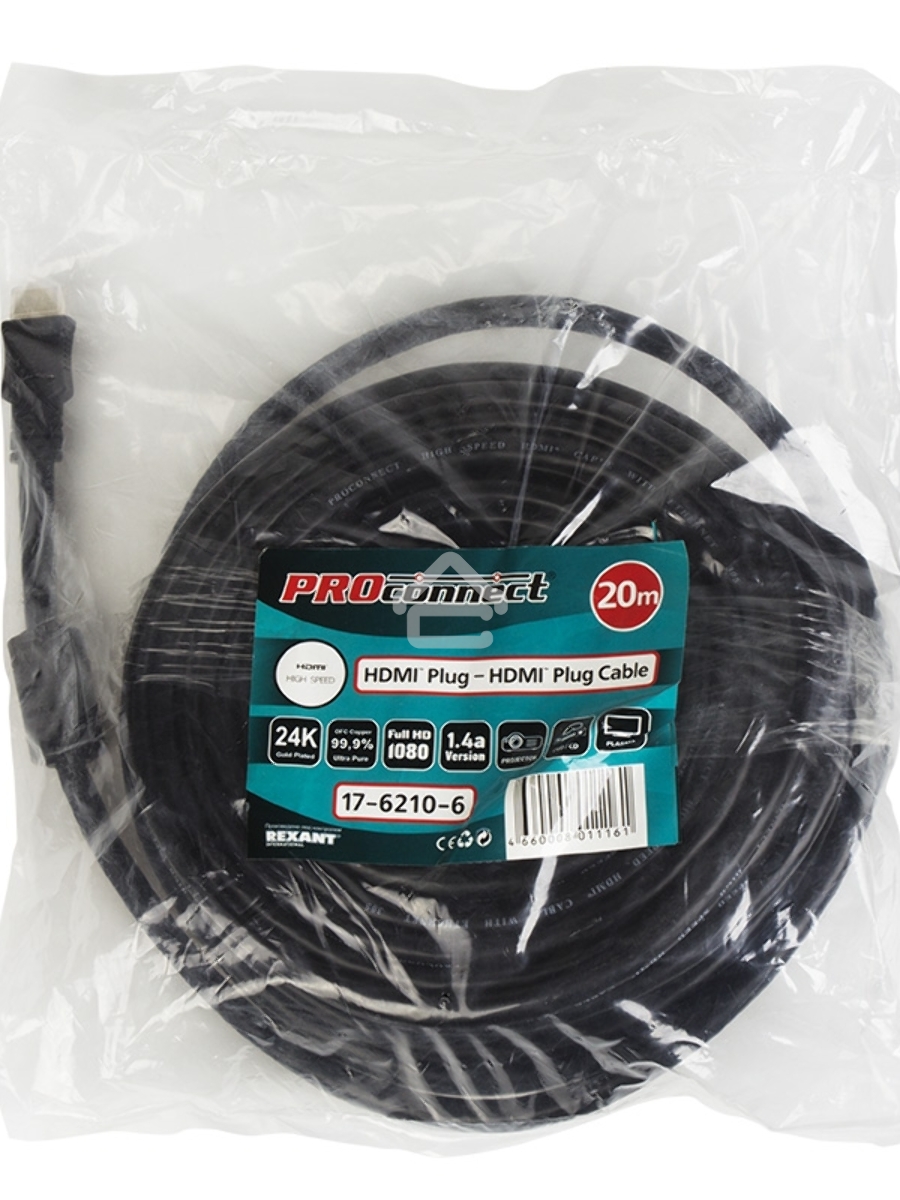 Кабель Proconnect (17-6210-6) Шнур HDMI - HDMI gold 20М с фильтрами (PE bag)