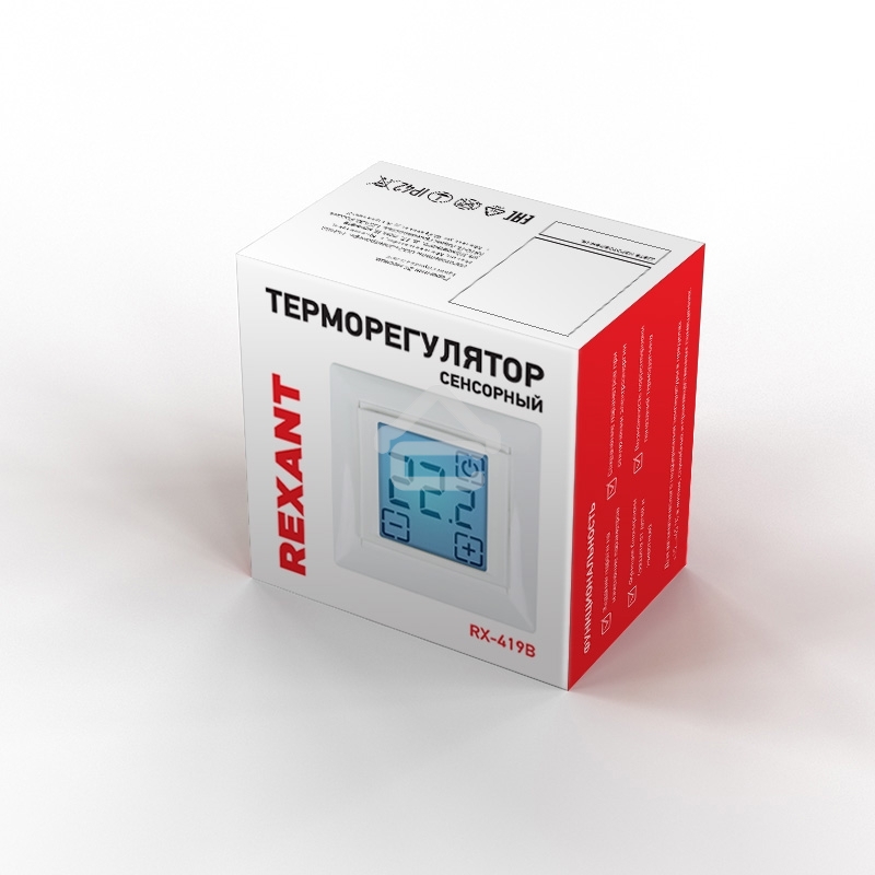 Терморегулятор сенсорный Rexant RX-419B, белый, совместим с Legrand серии Valena
