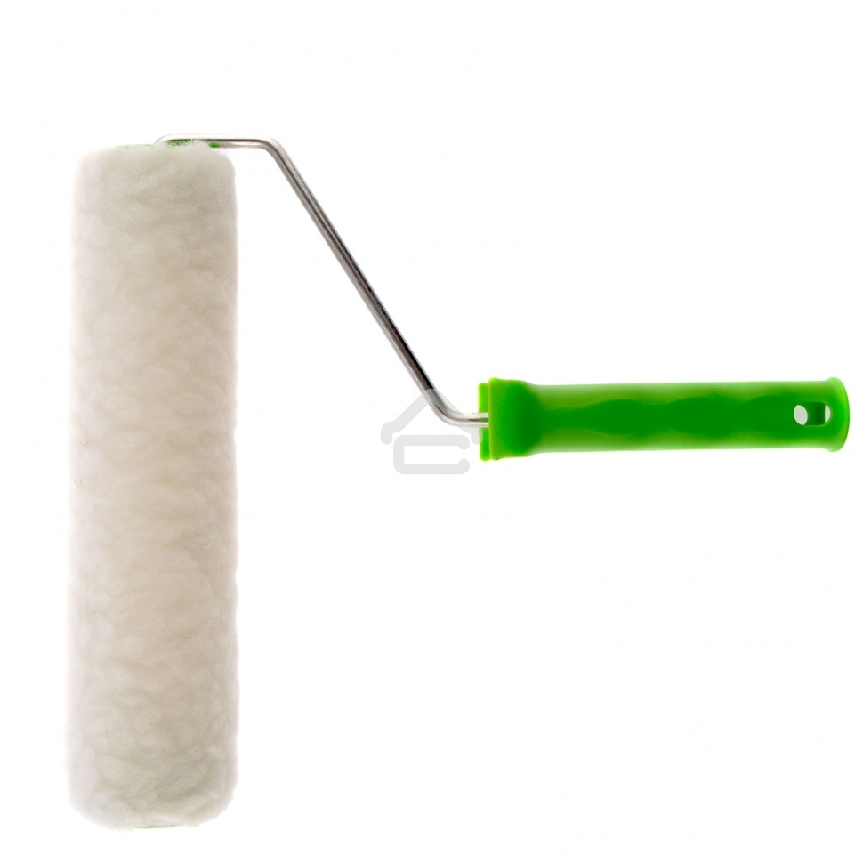 Валик с натуральным мехом, с ручкой, 250 мм, ворс 12 мм, D 48 мм, D ручки - 6 мм, Россия Сибртех