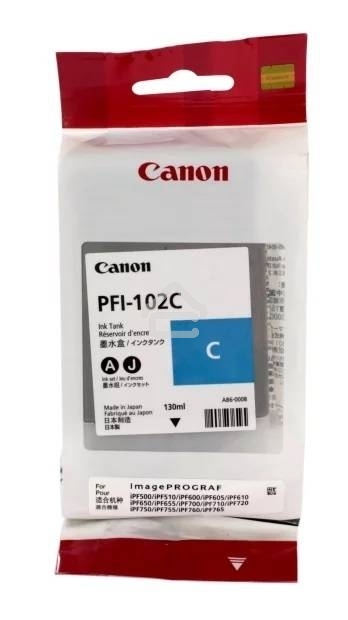 Картридж струйный Canon PFI-102C (0896B001) голубой (130 мл.) для Canon imagePROGRAF iPF605, iPF610., iPF650, iPF655, iPF710, iPF750, iPF755, LP17, iPF510
