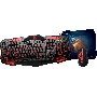 Игровой набор Qumo Axe Strike, проводная, 104+8 клавиш, встроенные подсветки общая + кнопок 7 цветов, мышь проводная, оптическая, коврик