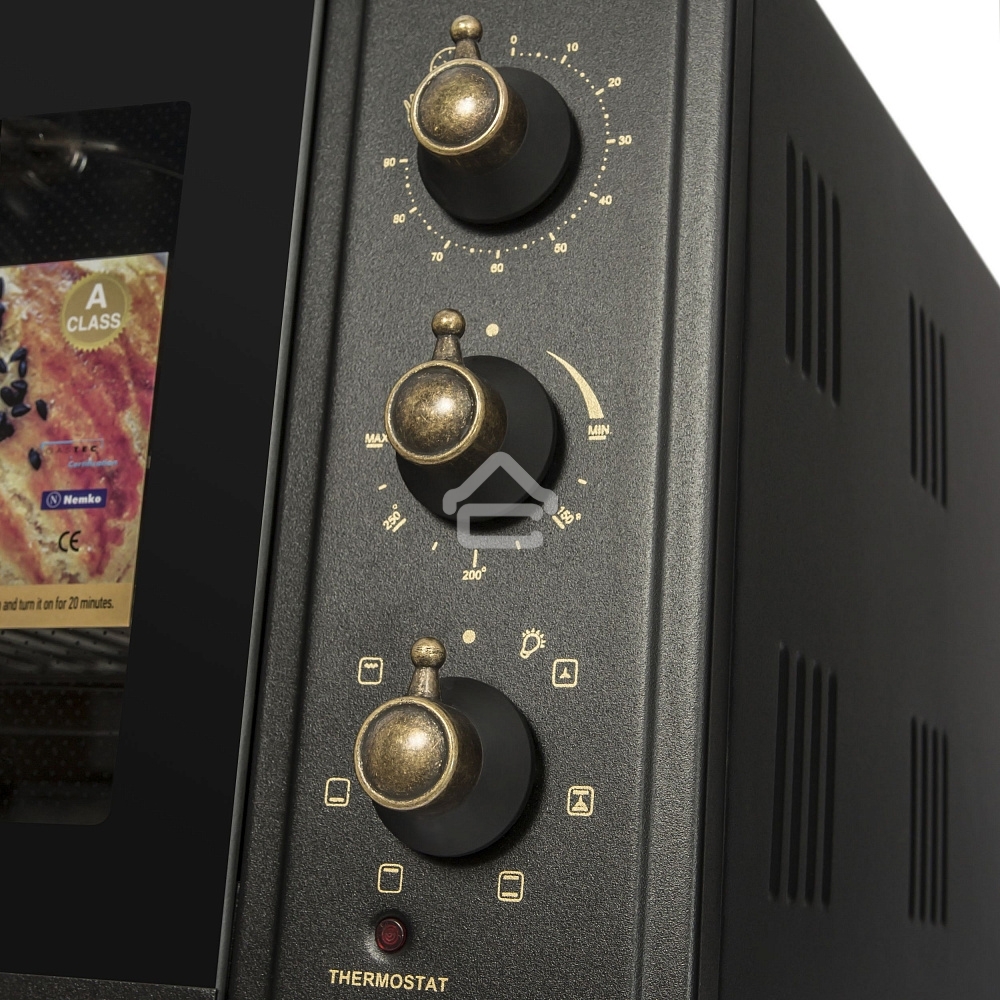 Мини-печь Maunfeld Мини-печь Maunfeld/ширина 60 см, механическое управление, 45 л,конвекция, черный+стекло,фурнитура бронза