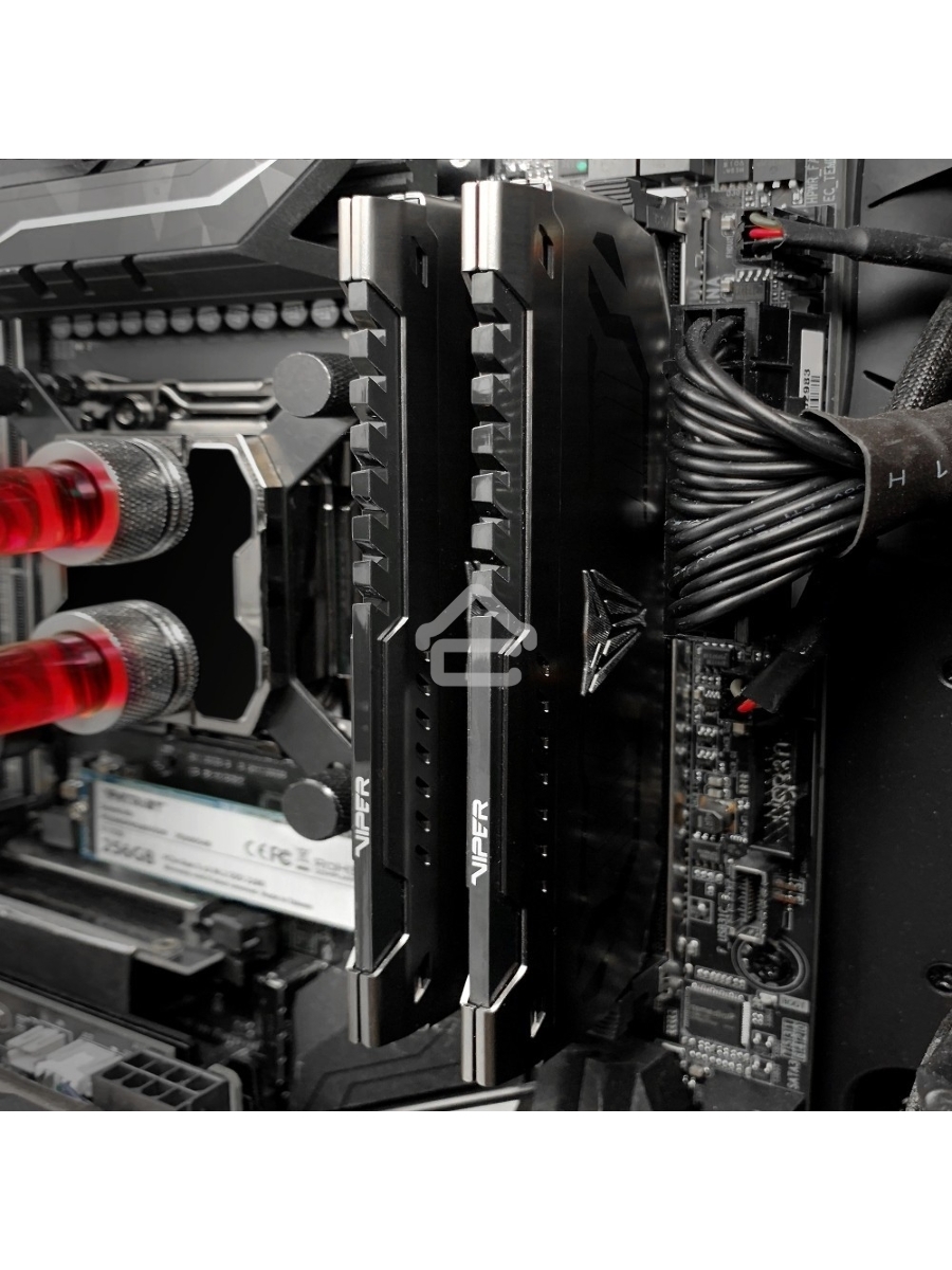 Оперативная память Patriot Viper Steel, DDR4, 8GB (2x4GB), 3200MHz, CL16, DIMM, с радиатором, черный