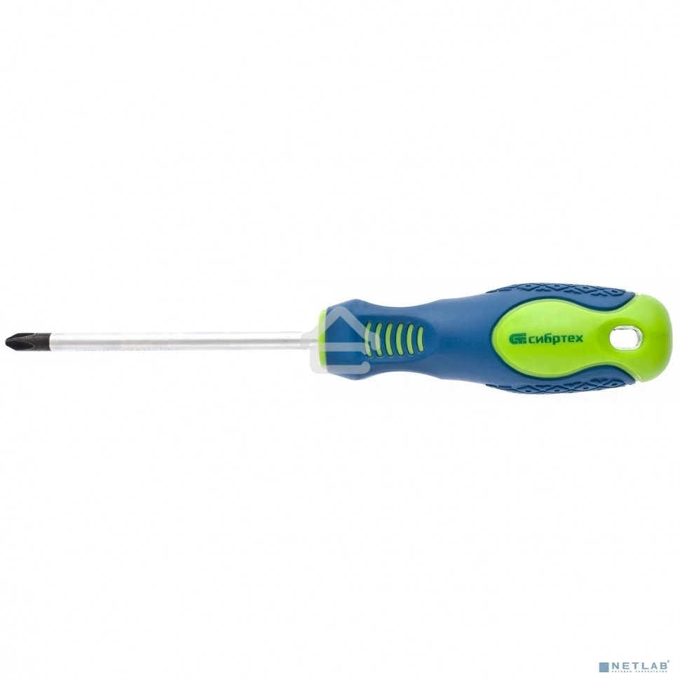 Отвертка Сибртех, PH2 х 100 мм, CrV, двухкомпонентная рукоятка