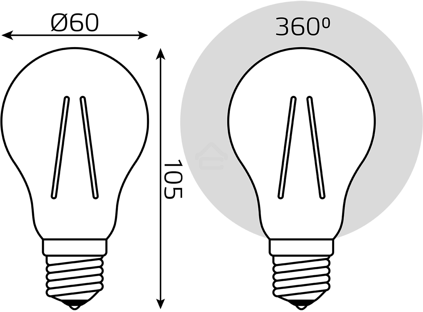 Лампа светодиодная GAUSS 102802206LED Filament А60 Е27 6Вт 4100к 1/10/40