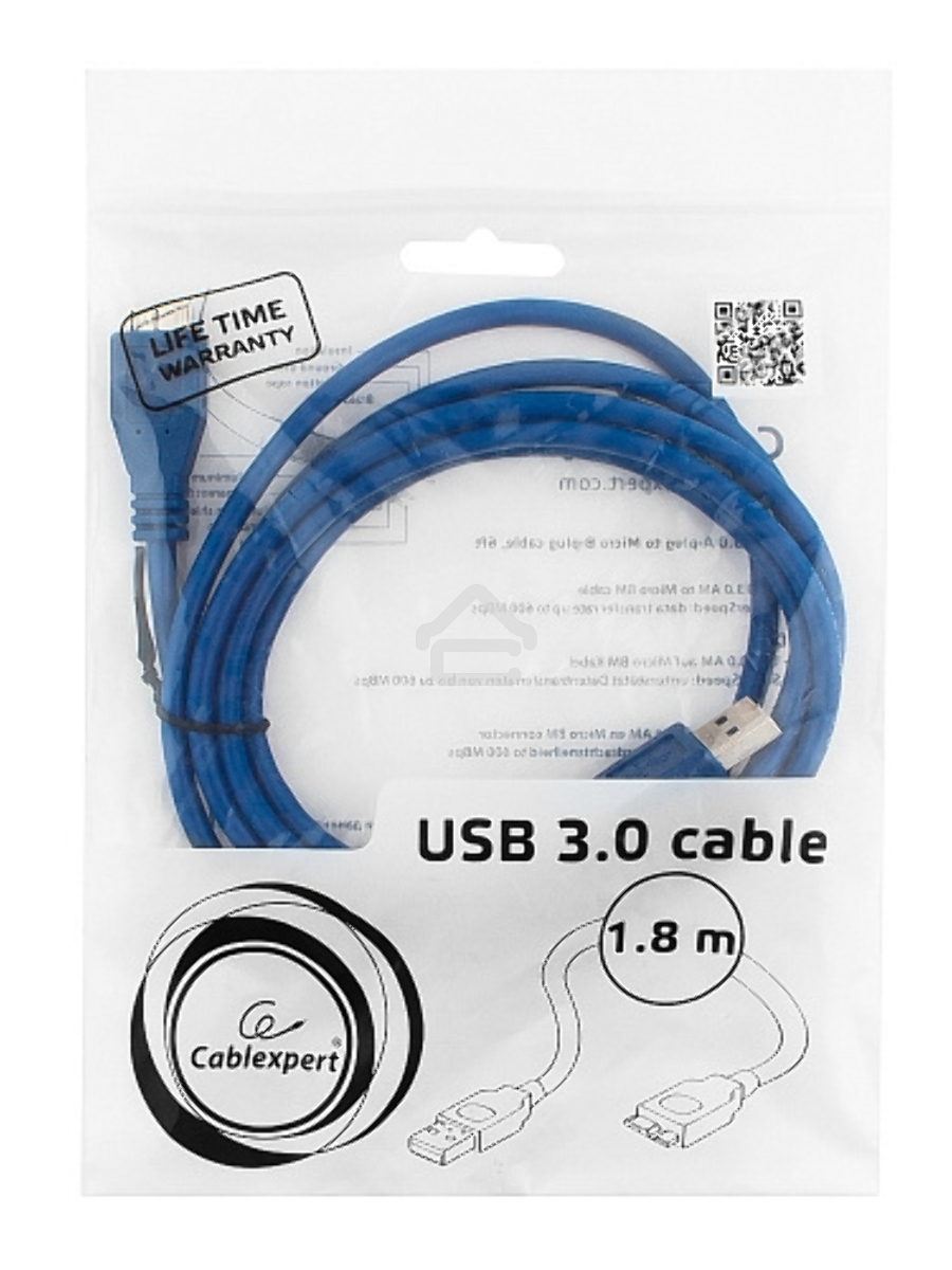 Кабель USB 3.0 для соед. 1.8м А-microB (5 pin) Gembird PRO позол.конт., пакет CCP-mUSB3-AMBM-6