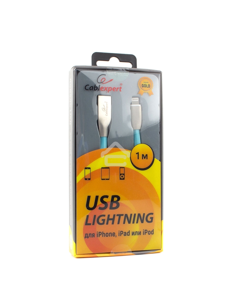 Кабель Cablexpert для Apple CC-G-APUSB01Bl-1M, AM/Lightning, серия Gold, длина 1м, синий, блистер