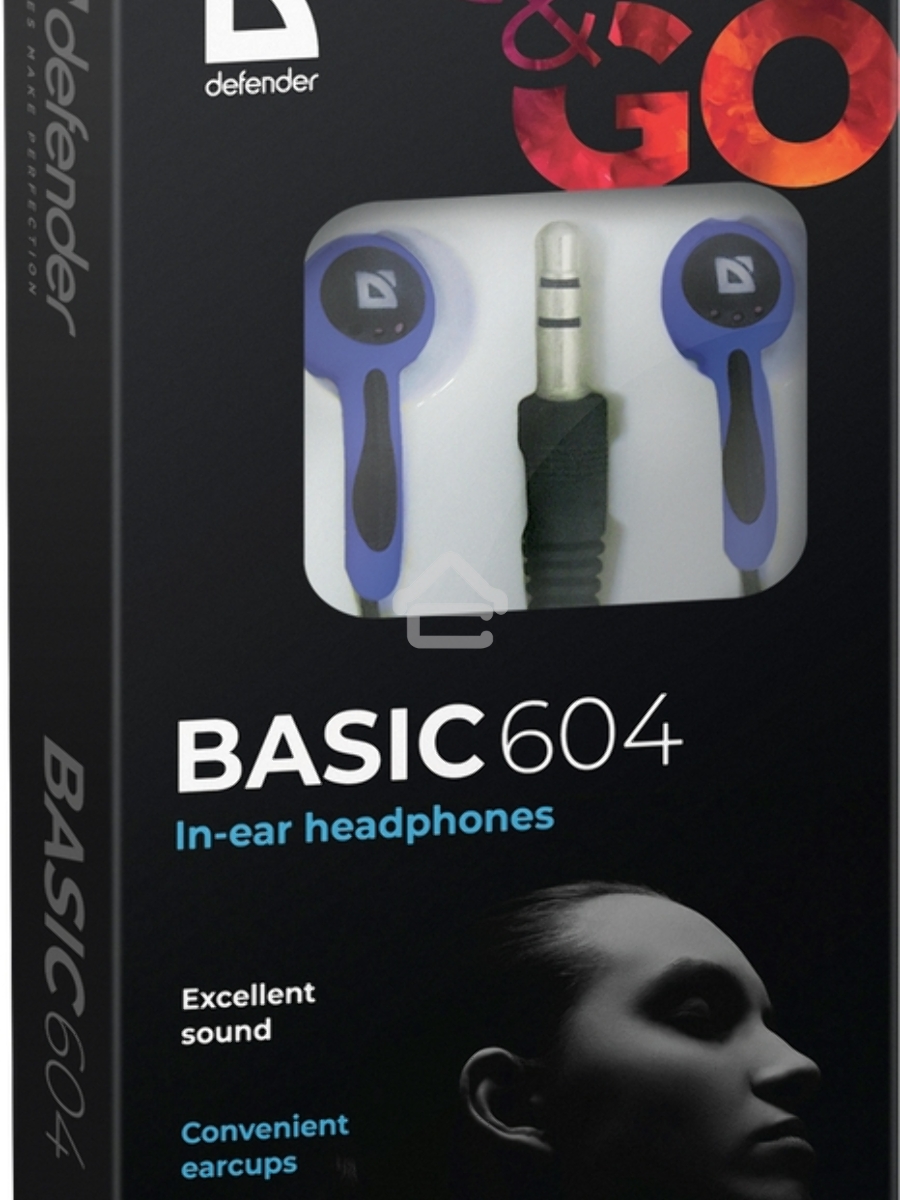 Наушники Defender Basic-604 синий кабель 1,1 м