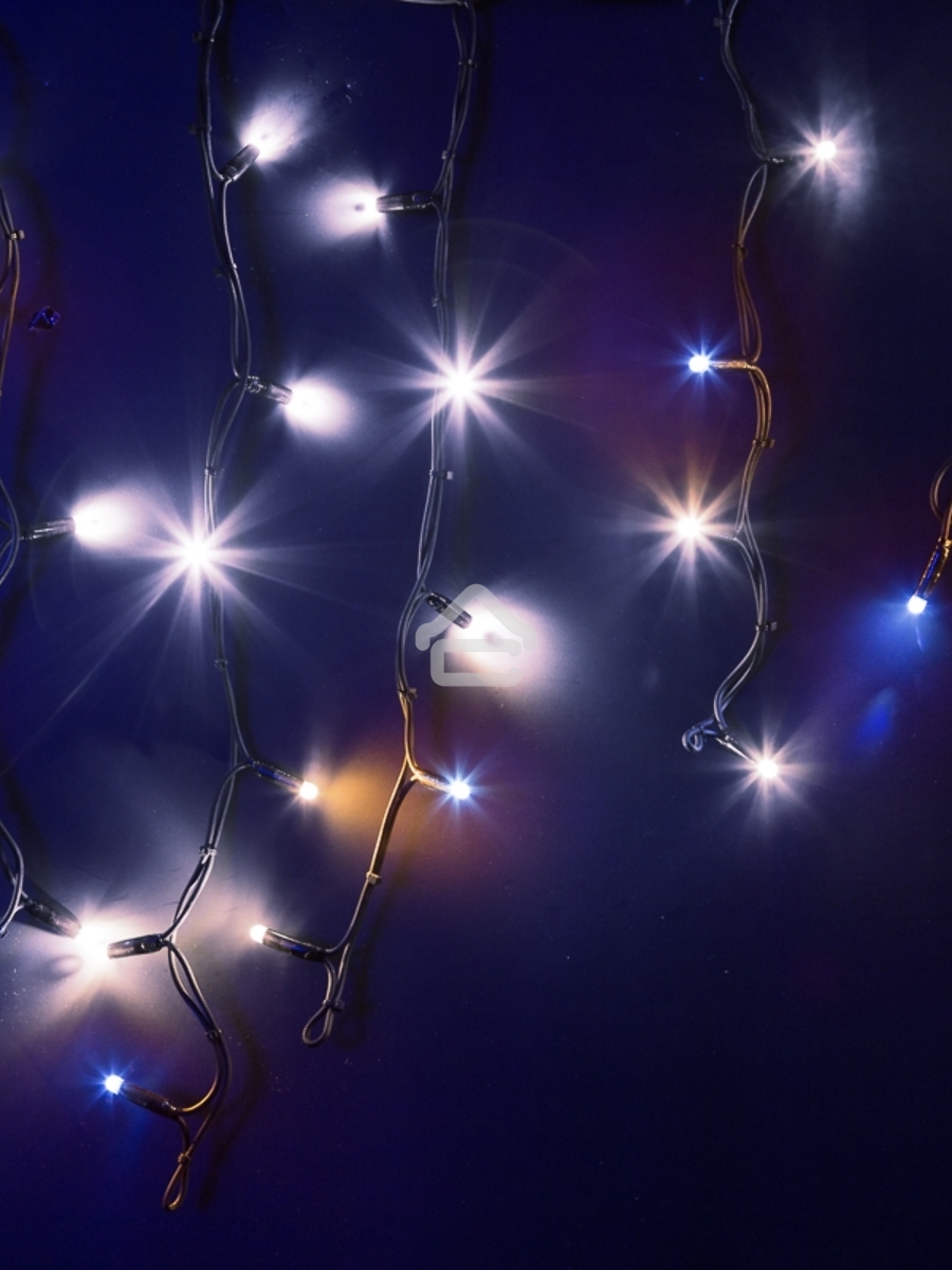 Гирлянда Айсикл (Бахрома) светодиодная 5х0,7 м, с эффектом мерцания, 152 LED, черный провод каучук, белое свечение NEON-NIGHT