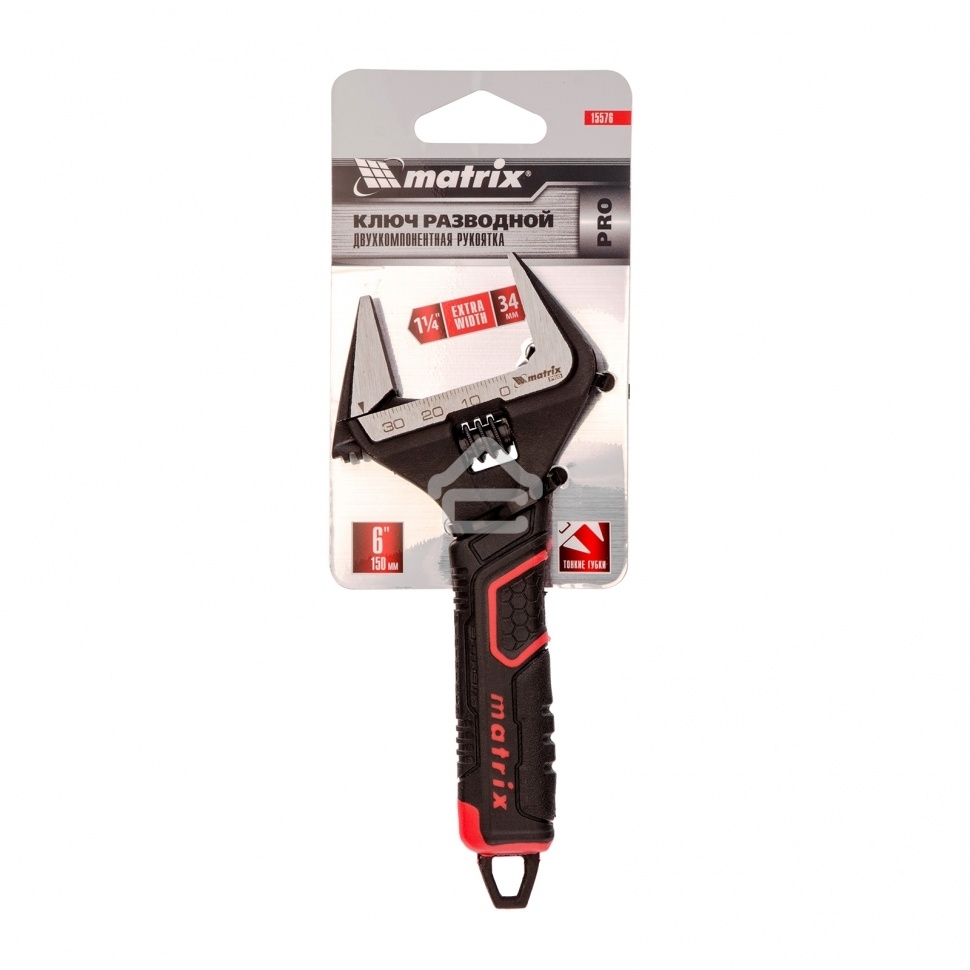 Ключ разводной Matrix, тонкие губки, фосфатированный, двухкомпонентная рукоятка, 150 мм, PRO