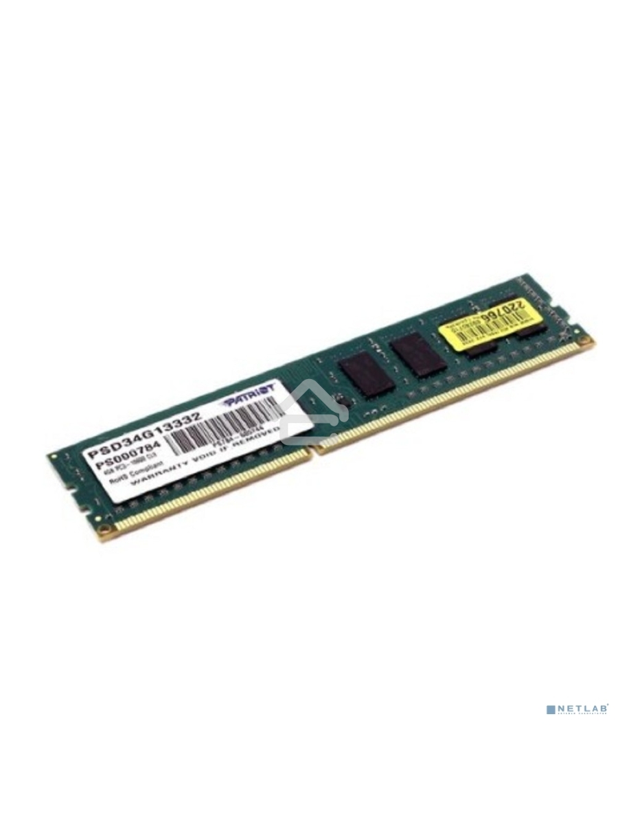 Оперативная память Patriot, DDR3, 4GB (1x4 GB), 1333 MHz, CL9, DIMM