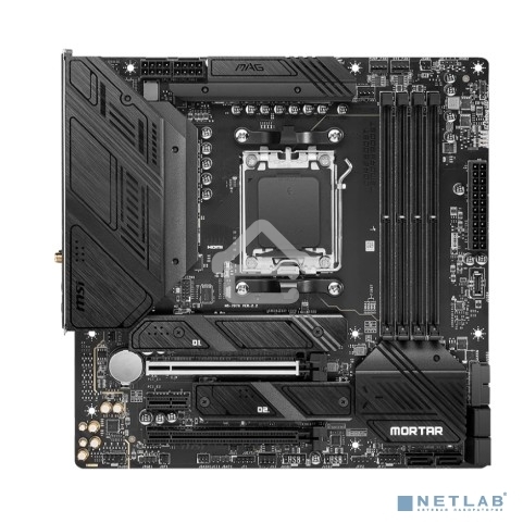 Материнская плата MSI MAG B650M MORTAR WIFI, AM5, AMD B650, 4xDDR5, 6xSATA, 2xM.2, 1xPCI-E 4.0 x16, 1xPCI-E 4.0 x4, 1xHDMI, 1xDP, 1x2.5Gb LAN, 3xUSB 3.2 Gen 2, 4xUSB 3.2 Gen 1, 1xUSB-C 3.2 Gen 2x2, 5x3.5мм аудио, 7.1, Micro-ATX