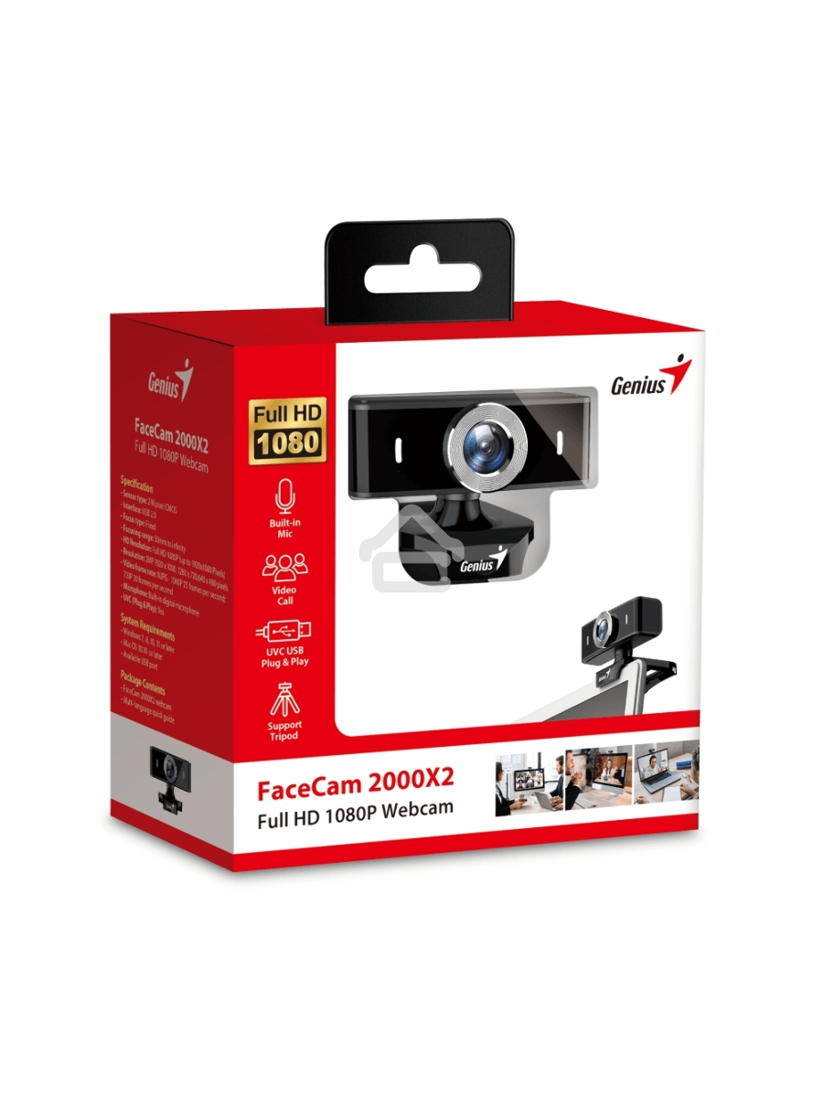 Камера Genius FaceCam 2000X2, microphone, USB 2.0, FULL HD, manual focus, CMOS, 2 MP, color: black