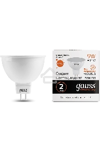 Лампа светодиодная Gauss Elementary MR16 9Вт цок.:GU5.3 спот 220B 2700K св.свеч.бел.теп. MR16 (упак.:10шт) (13519)