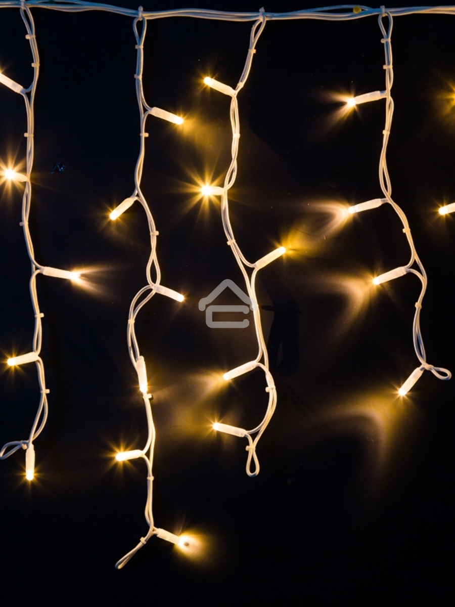 Гирлянда Айсикл (Бахрома) светодиодная 5х0,7 м, 152 LED, белый провод каучук, теплое белое свечение NEON-NIGHT