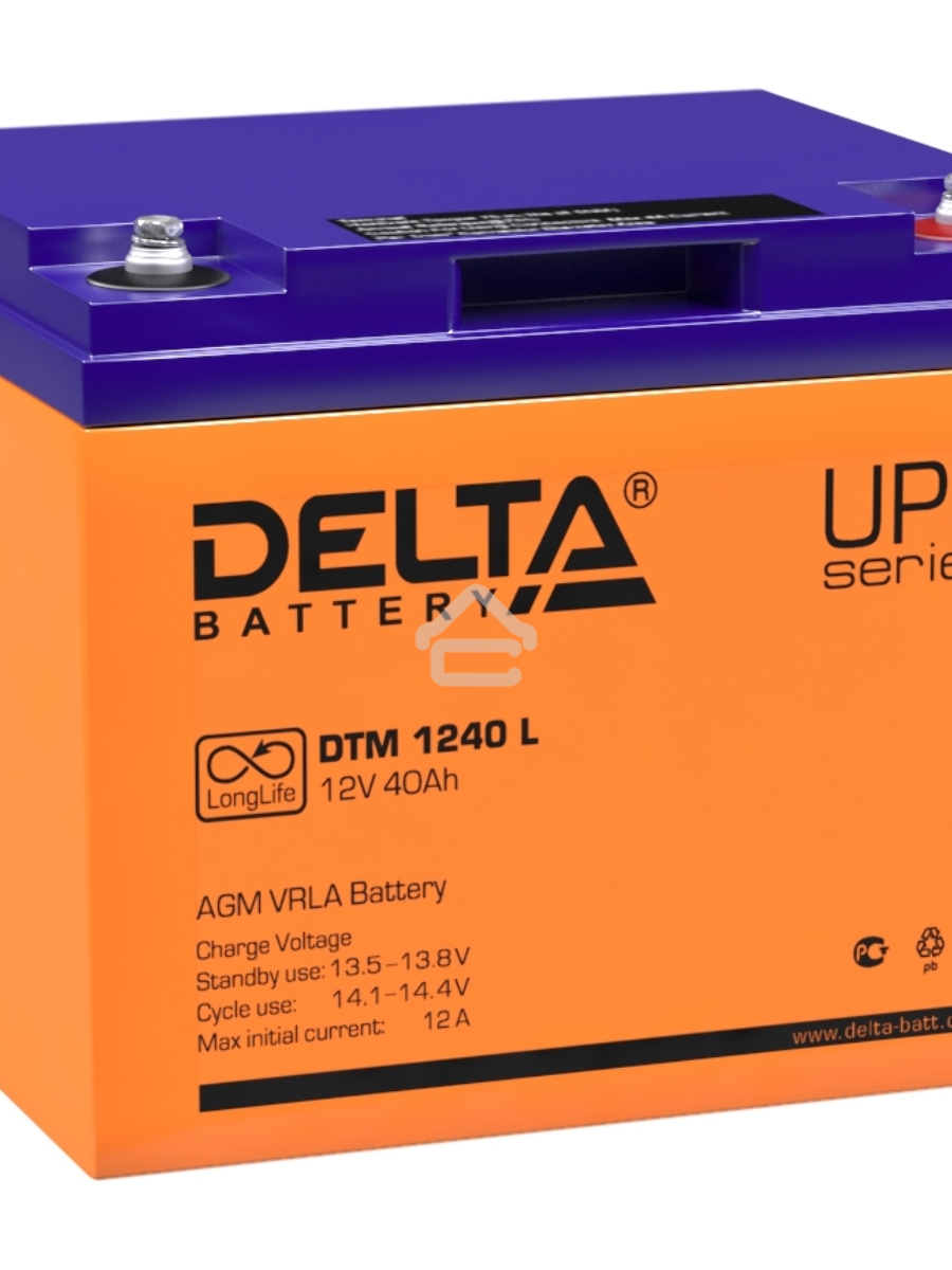 Батарея Delta DTM 1240 L (12V, 40Ah) с увеличенным сроком службы (10 лет)