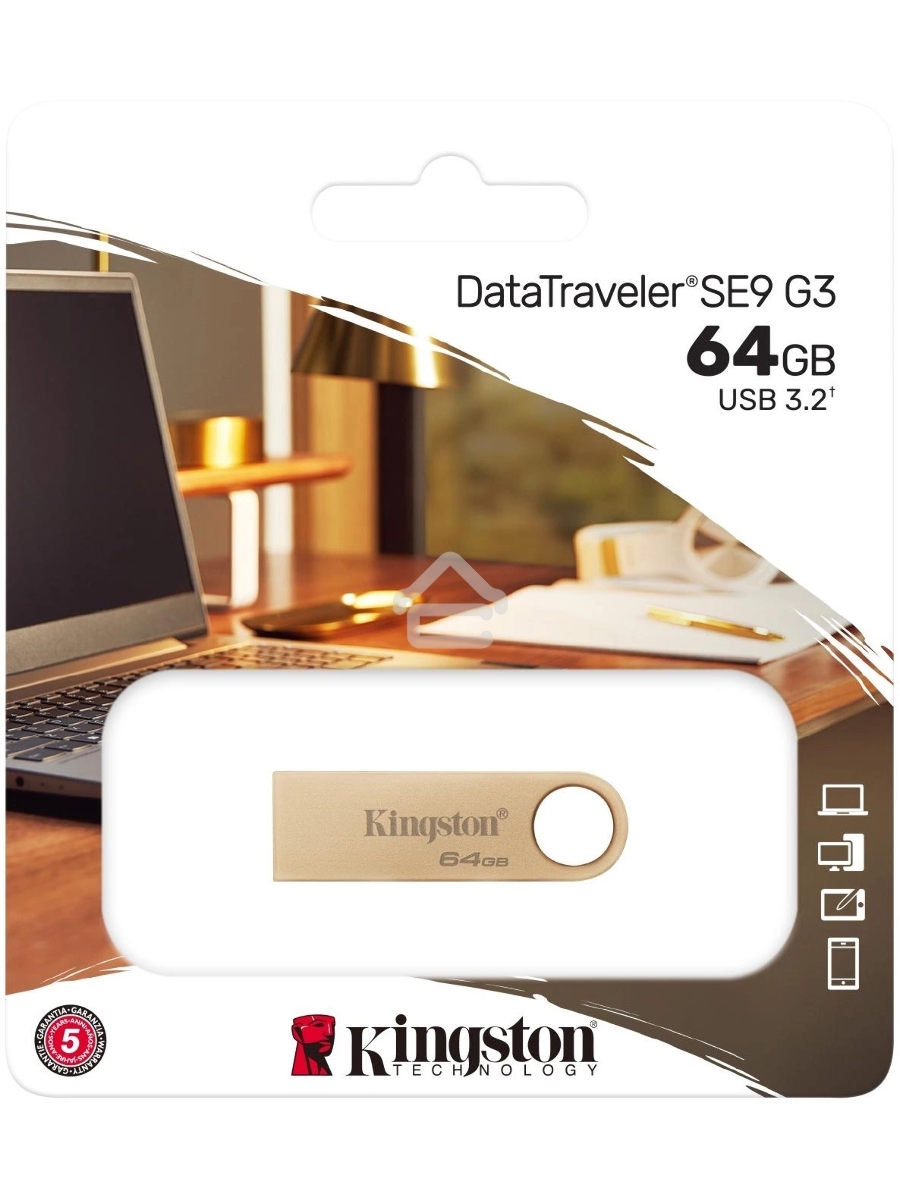 Флеш диск Kingston 64GB DataTraveler SE9 DTSE9G3/64GB USB3.0 серебристый
