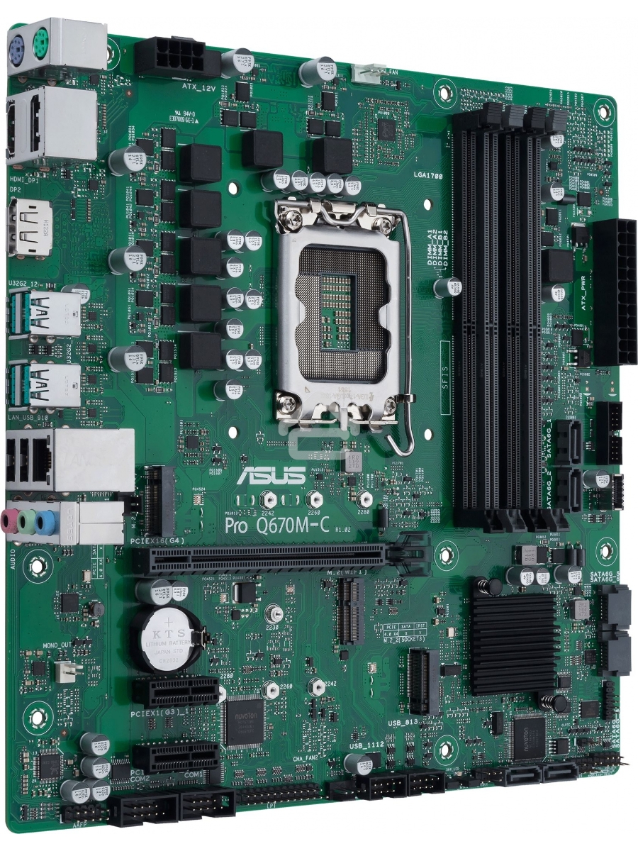 Материнская плата ASUS Pro Q670M-C-CSM, LGA 1700, Intel Q670, 4xDDR5, 6xSATA, 2xM.2, 1xPCIe 4.0 x16, 1xHDMI, 2xDP, 1x1Gb LAN, 4xUSB-A 3.2 Gen 2, 3x3.5 мм, 7.1, mATX