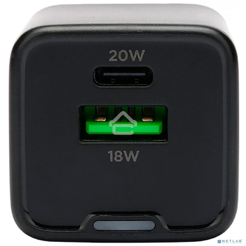 Зарядное устройство Cablexpert MP3A-PC-62, 20Вт GaN, 3А, QC4.0/PD, 1xUSB, 1xType-C, черный, пакет