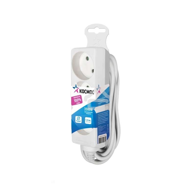 Удлинитель Космос 3х1.5м без заземл. 16А IP20 ПВС 2х1