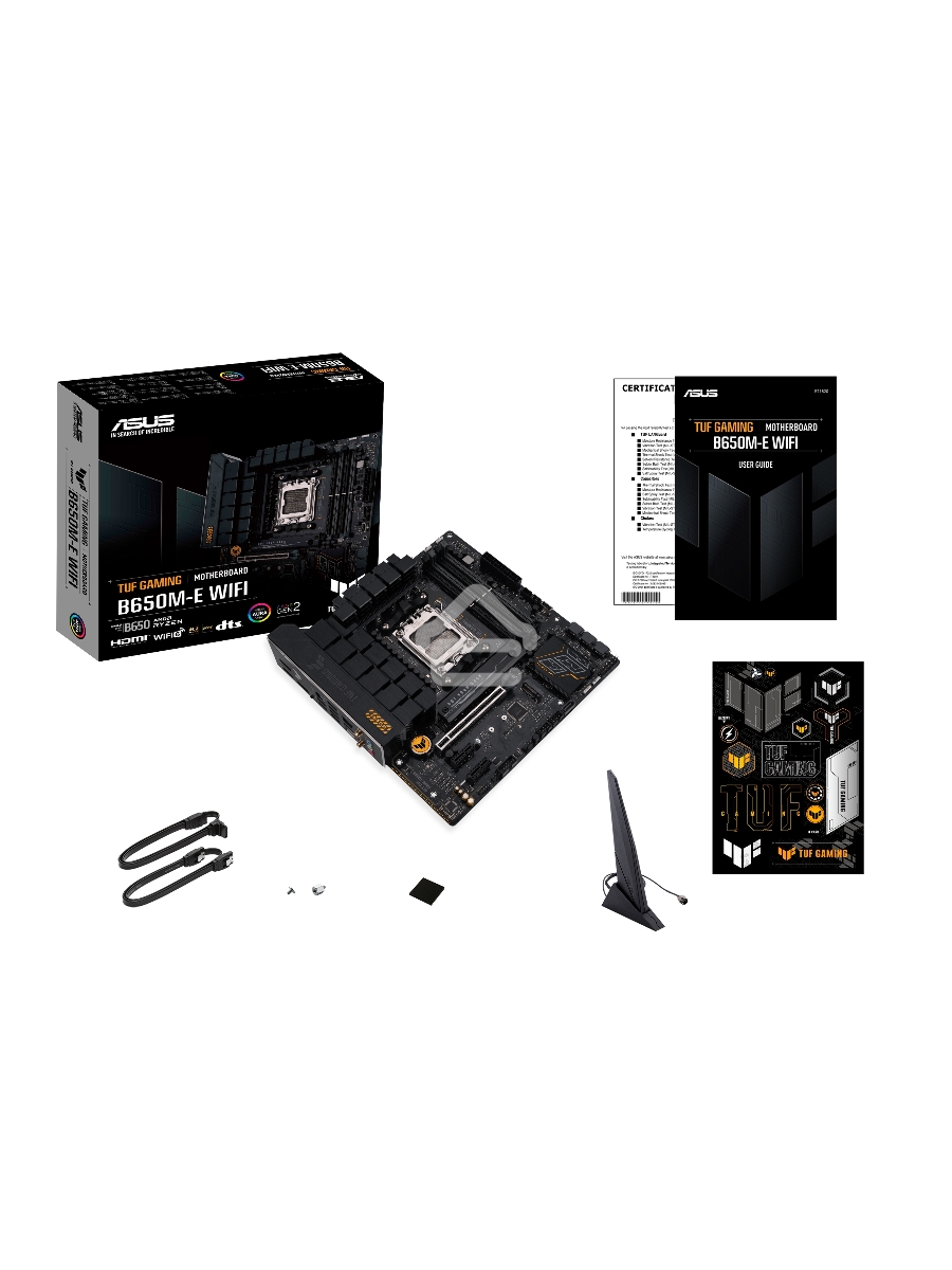 Материнская плата ASUS TUF GAMING B650M-E WIFI, AM5, AMD B650, 4xDDR5, 4xSATA, 2xM.2, 1xPCI-E 4.0 x16, 2xPCI-E x1, 2xDP, 1xHDMI, 1x 2.5Gb LAN, 1xUSB-A 3.2 Gen 2, 2xUSB-A 3.2 Gen 1, 4xUSB 2.0, 1xUSB-C 3.2 Gen 2, 3x3.5 мм, 7.1, Micro-ATX