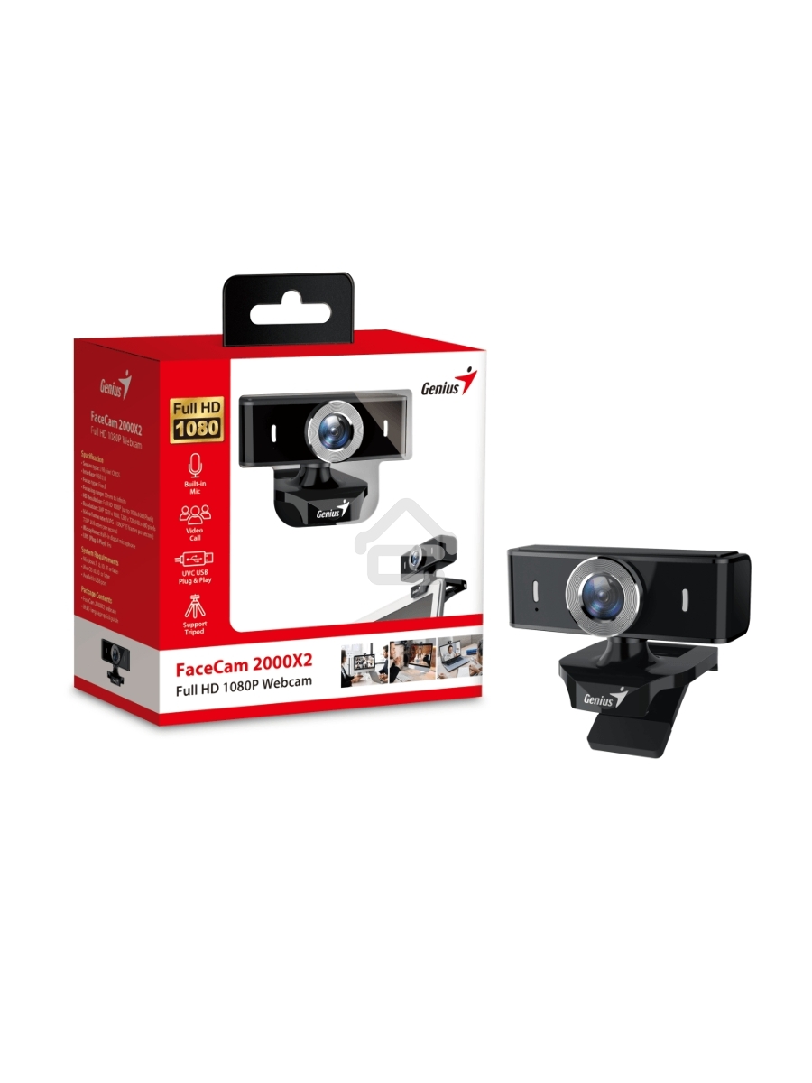 Камера Genius FaceCam 2000X2, microphone, USB 2.0, FULL HD, manual focus, CMOS, 2 MP, color: black