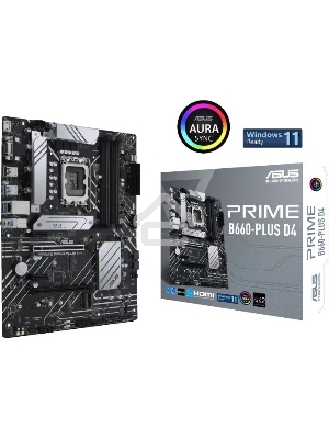 Материнская плата ASUS PRIME B660-PLUS D4, Socket LGA 1700, Intel B660, 4xDDR4, 4xSATA, 3xM.2, 1xPCIe 4.0 x16, 1xPCIe 3.0 x4, 1xHDMI, 1xDP, 1xVGA, 1x 1Gb LAN, 1xUSB-C 3.2 Gen 2x2, 2xUSB-A 3.2 Gen 2, 1xUSB-A 3.2 Gen 1, 2xUSB-A 2.0, 7.1, ATX