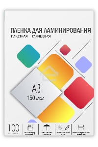 Пленка 303х426 (150 мик) 100 шт./ Пленка для ламинирования A3, 303х426 (150 мкм) глянцевая 100шт, ГЕЛЕОС [LPA3-150]