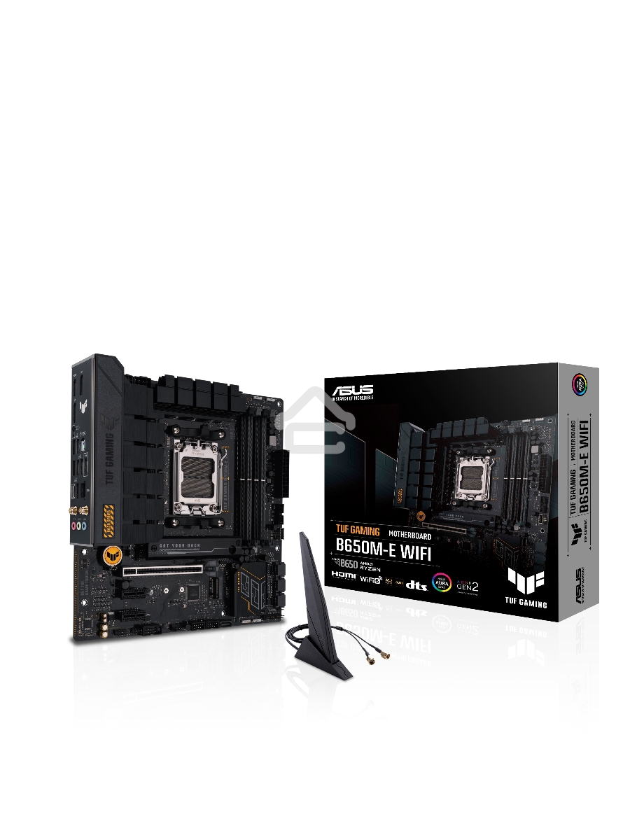 Материнская плата ASUS TUF GAMING B650M-E WIFI, AM5, AMD B650, 4xDDR5, 4xSATA, 2xM.2, 1xPCI-E 4.0 x16, 2xPCI-E x1, 2xDP, 1xHDMI, 1x 2.5Gb LAN, 1xUSB-A 3.2 Gen 2, 2xUSB-A 3.2 Gen 1, 4xUSB 2.0, 1xUSB-C 3.2 Gen 2, 3x3.5 мм, 7.1, Micro-ATX