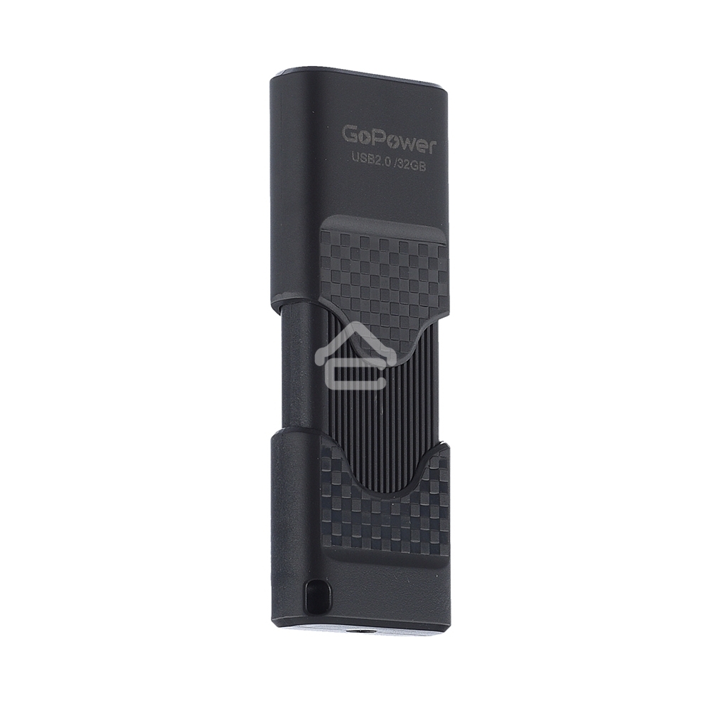 Флешка USB GoPower SLIDER (00-00025964), 32Gb, USB 2.0, R/W 20/10, черный матовый