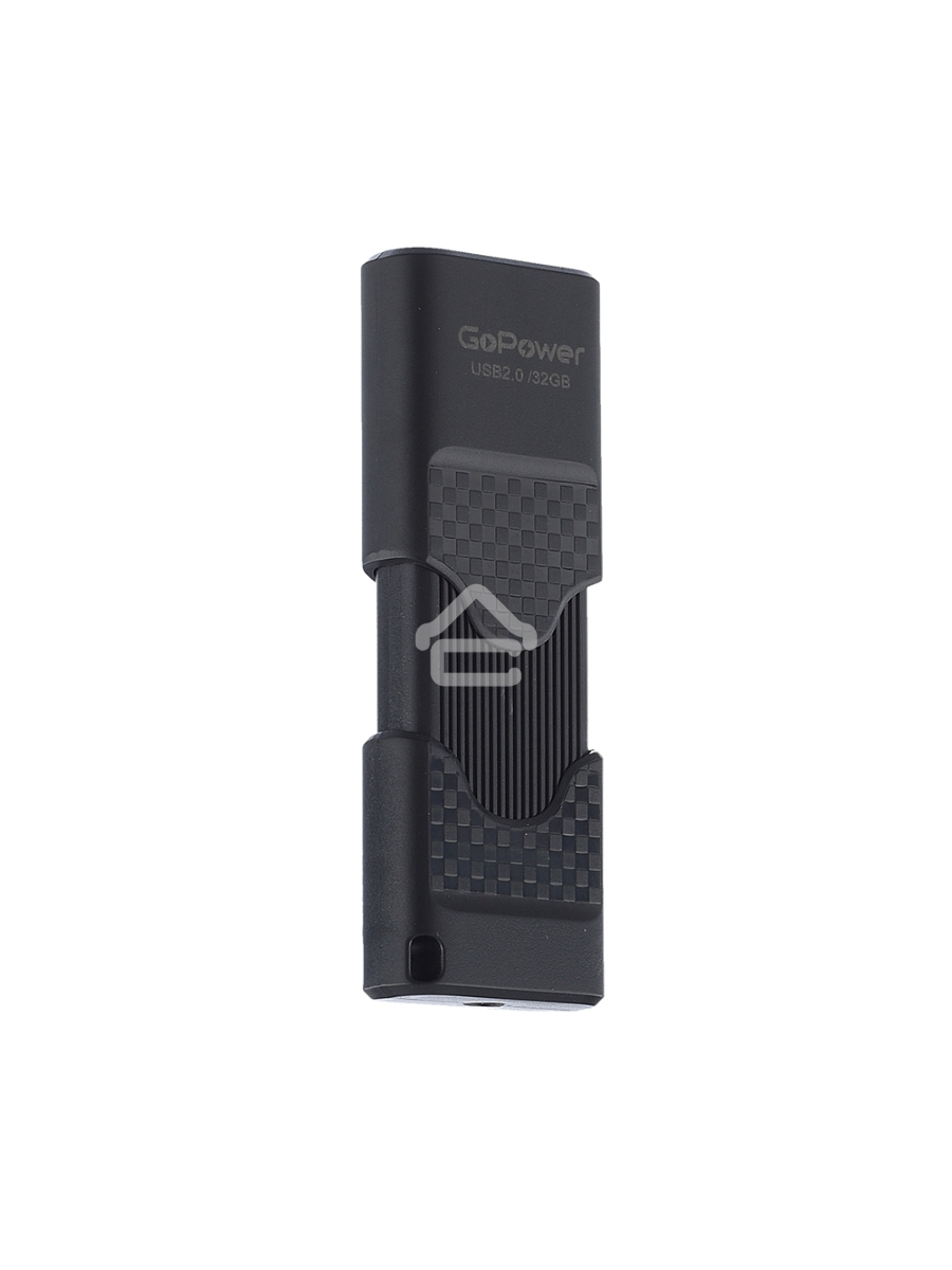 Флеш диск GoPower SLIDER 32GB USB2.0 пластик черный матовый (1/50/1000)